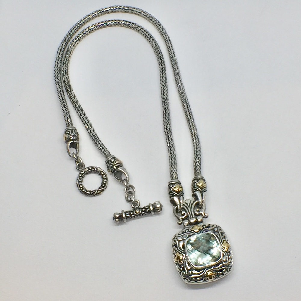 Samuel Benham Sterling/18k Green Amethyst Necklace